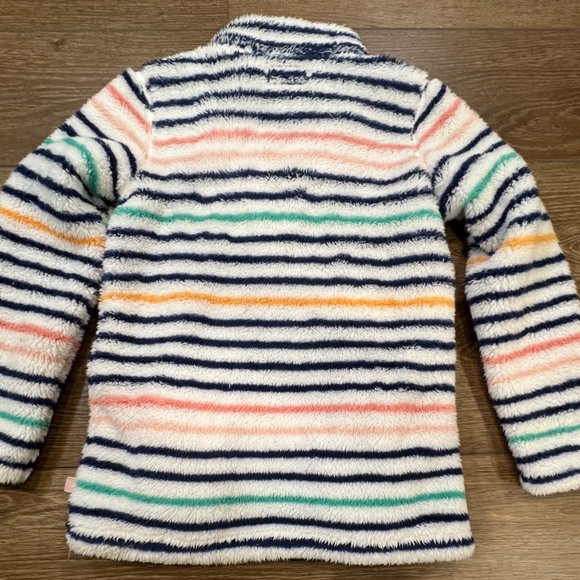 Joules Girls Fleece Quarter Zip Sweater Striped Sherpa Cozy Winter Sz 9-10 Y - Picture 13 of 13